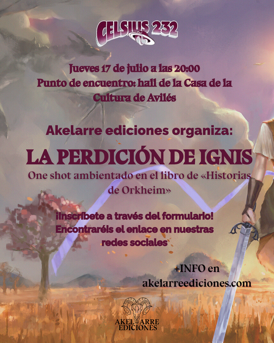 Cartel en el que anunciamos la partida de rol con toda la información que hemos facilitado en el texto.
